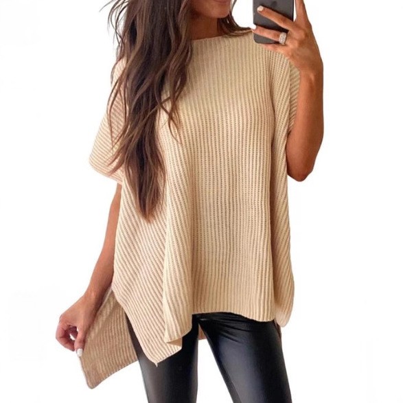 Longline Tee Oversized - Casual Chenille T Shirt Oversized Knit