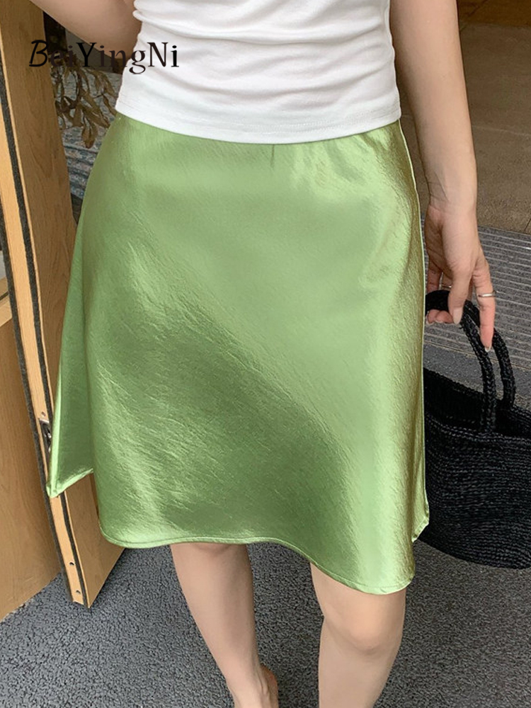 Korean Street Fashion Female - Beiyingni Luxury Satin Short Skirt Women