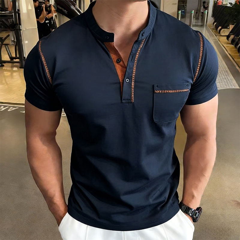 Street Fashion For Man - New Summer Men's Henry Collar Short