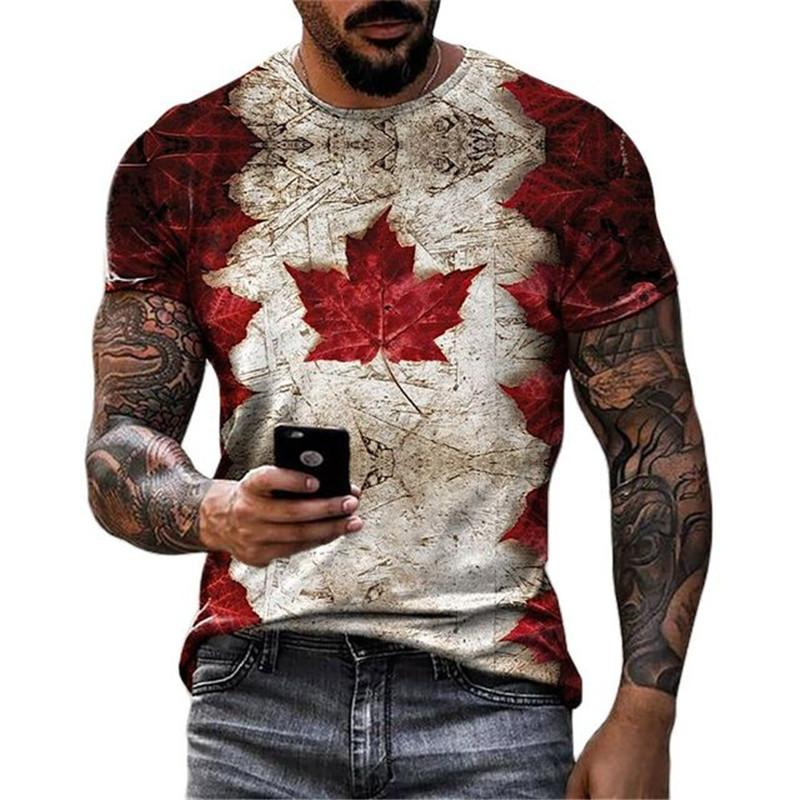 Retro Canada Flag T-shirt 3D P - Street Fashion Canada review and price