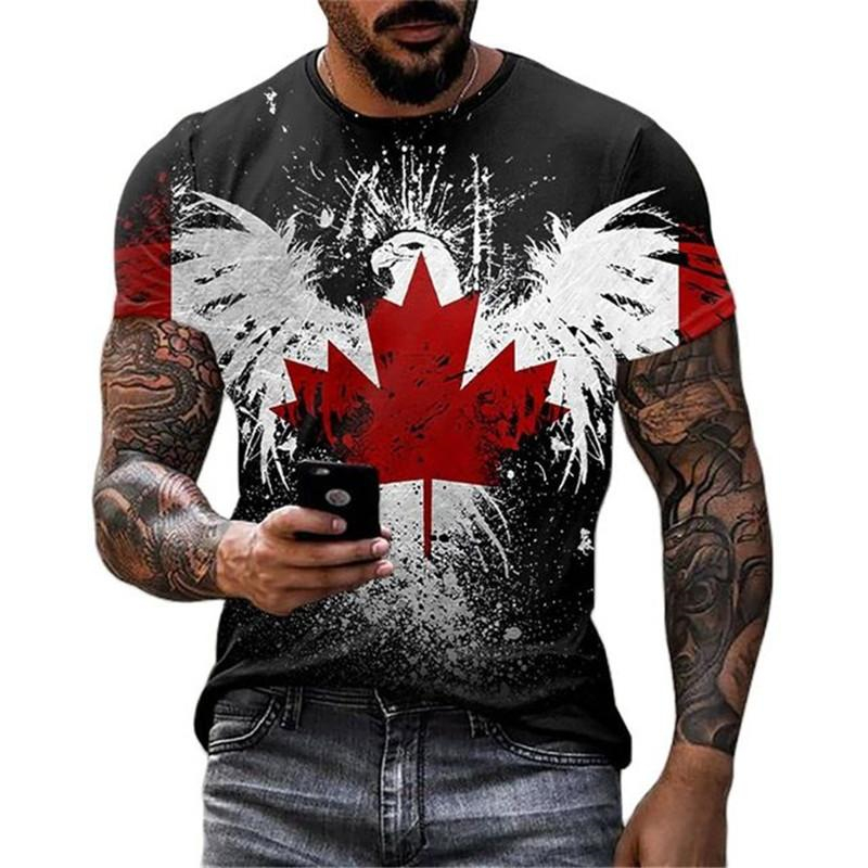 Retro Canada Flag T-shirt 3D P - Street Fashion Canada review and price