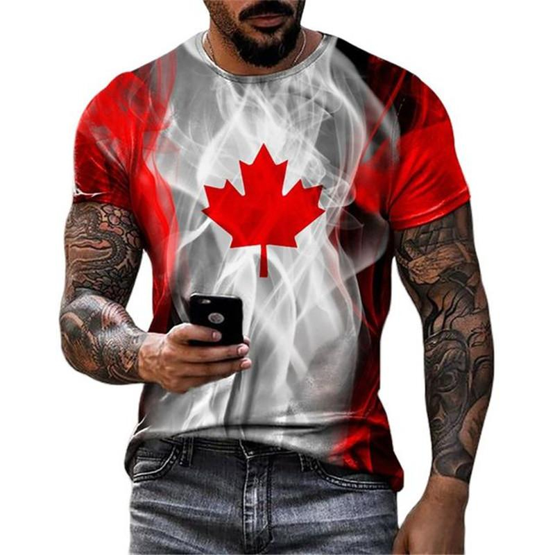 Retro Canada Flag T-shirt 3D P - Street Fashion Canada review and price