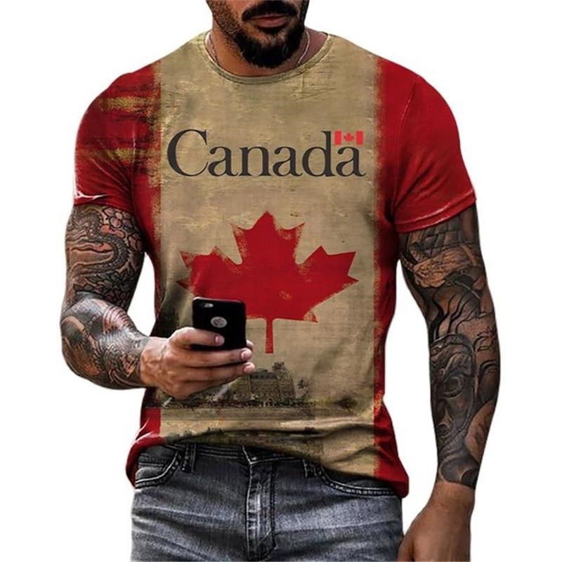 Retro Canada Flag T-shirt 3D P - Street Fashion Canada review and price