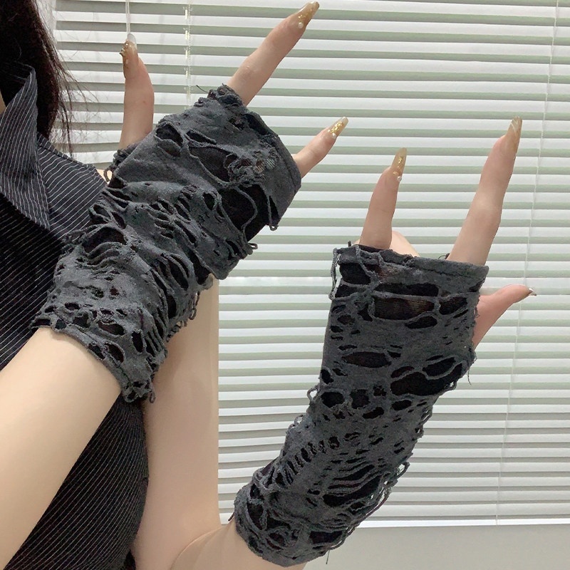 Yueqiu Girl Alt Fashion Ripped - Street Fashion Gloves review and price