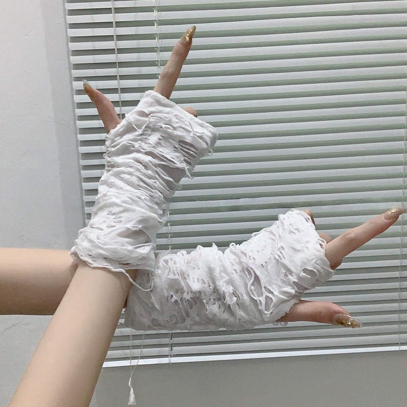 Yueqiu Girl Alt Fashion Ripped - Street Fashion Gloves review and price
