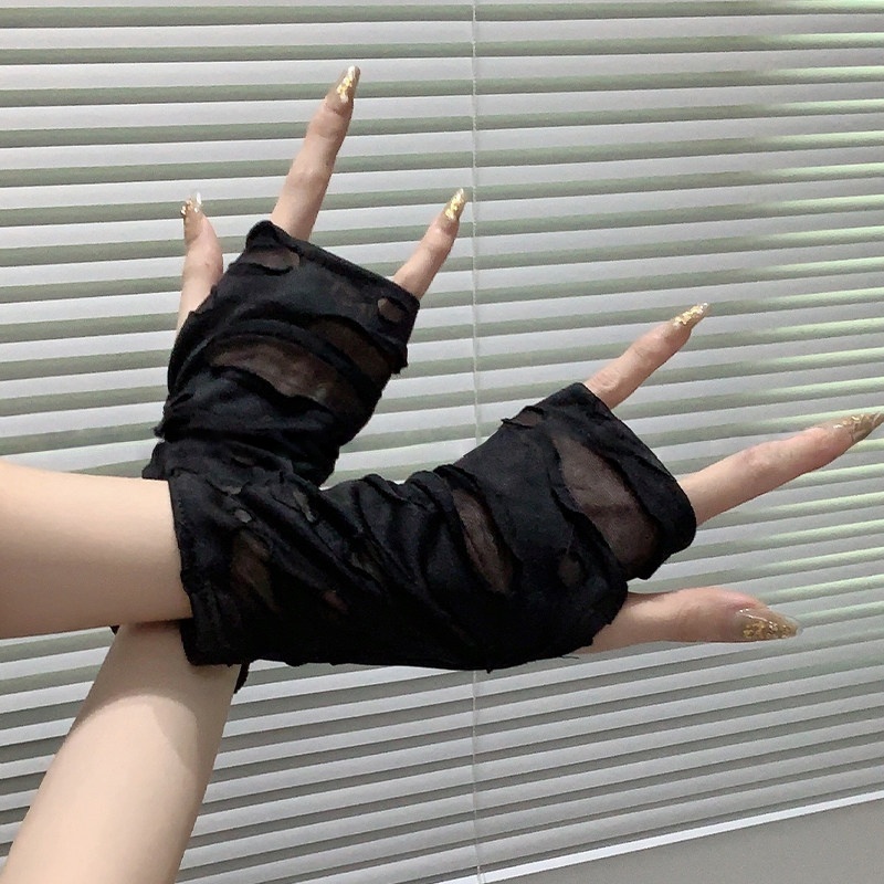 Yueqiu Girl Alt Fashion Ripped - Street Fashion Gloves review and price