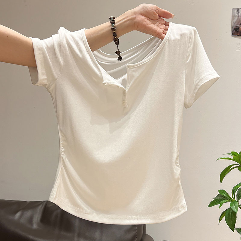 Women's Half-open Collar Butto - Korean Street Fashion Female review and price