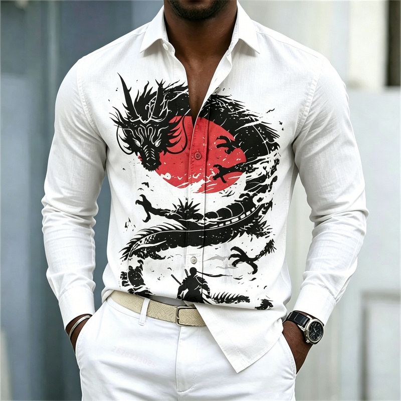 2026 New Men's Shirt White Bla - Street Fashion For Man review and price