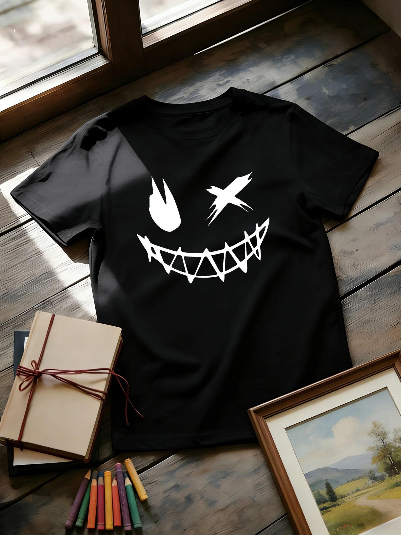 Dark Devil Smiling Face Fashio - Street Fashion Elements review and price