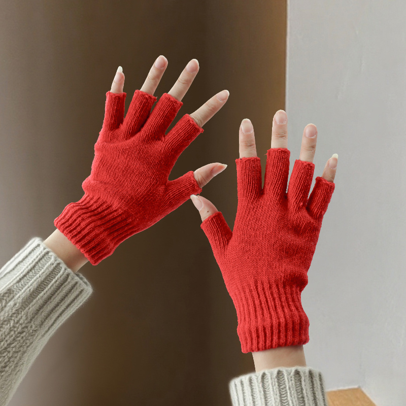 Wool Half-Finger Gloves for Wo - Street Fashion Gloves review and price
