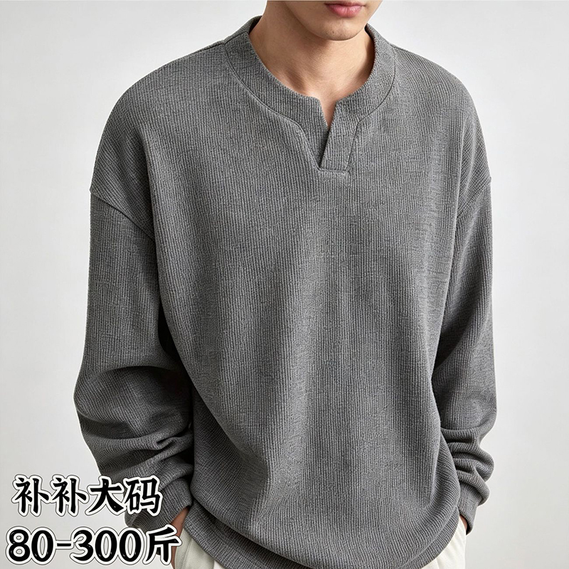 Plus Size Men Waffle Knit Henl - Longline Tee Oversized review and price