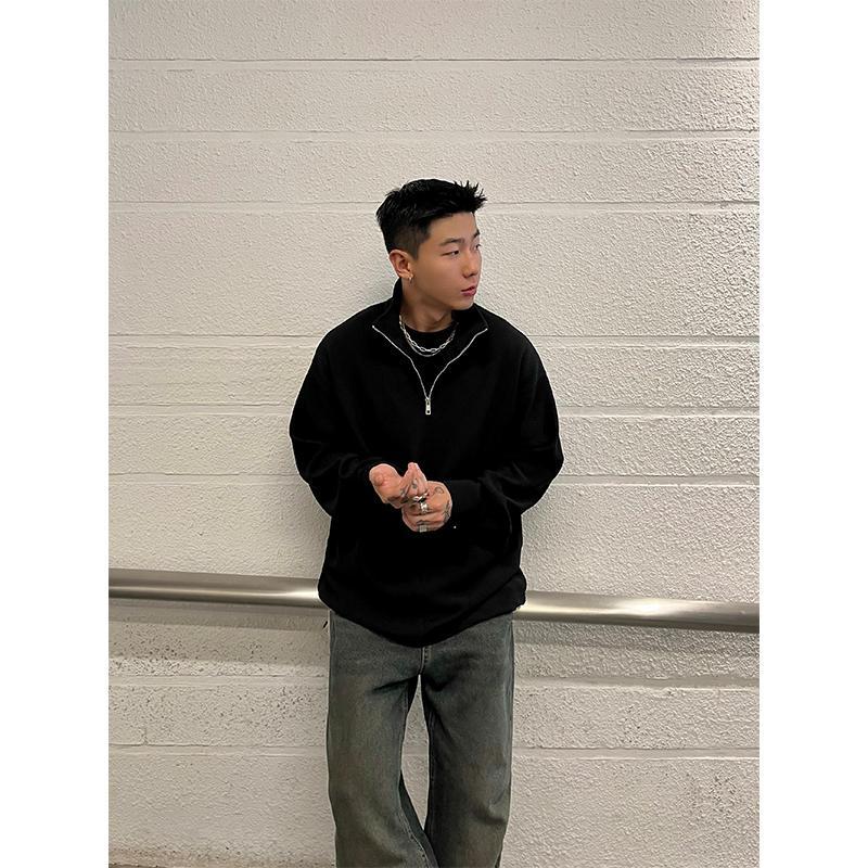 Zipper Turtleneck Twill Textur - Longline Tee Oversized review and price