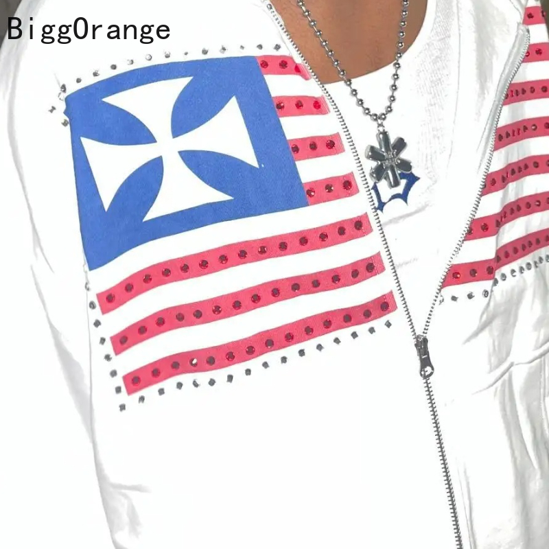 Sweatshirt coat rhinestone emb - Street Fashion Elements review and price