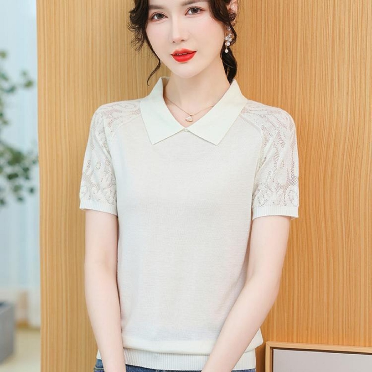 Women Summer Sweater Polo Neck - Korean Street Fashion Female review and price