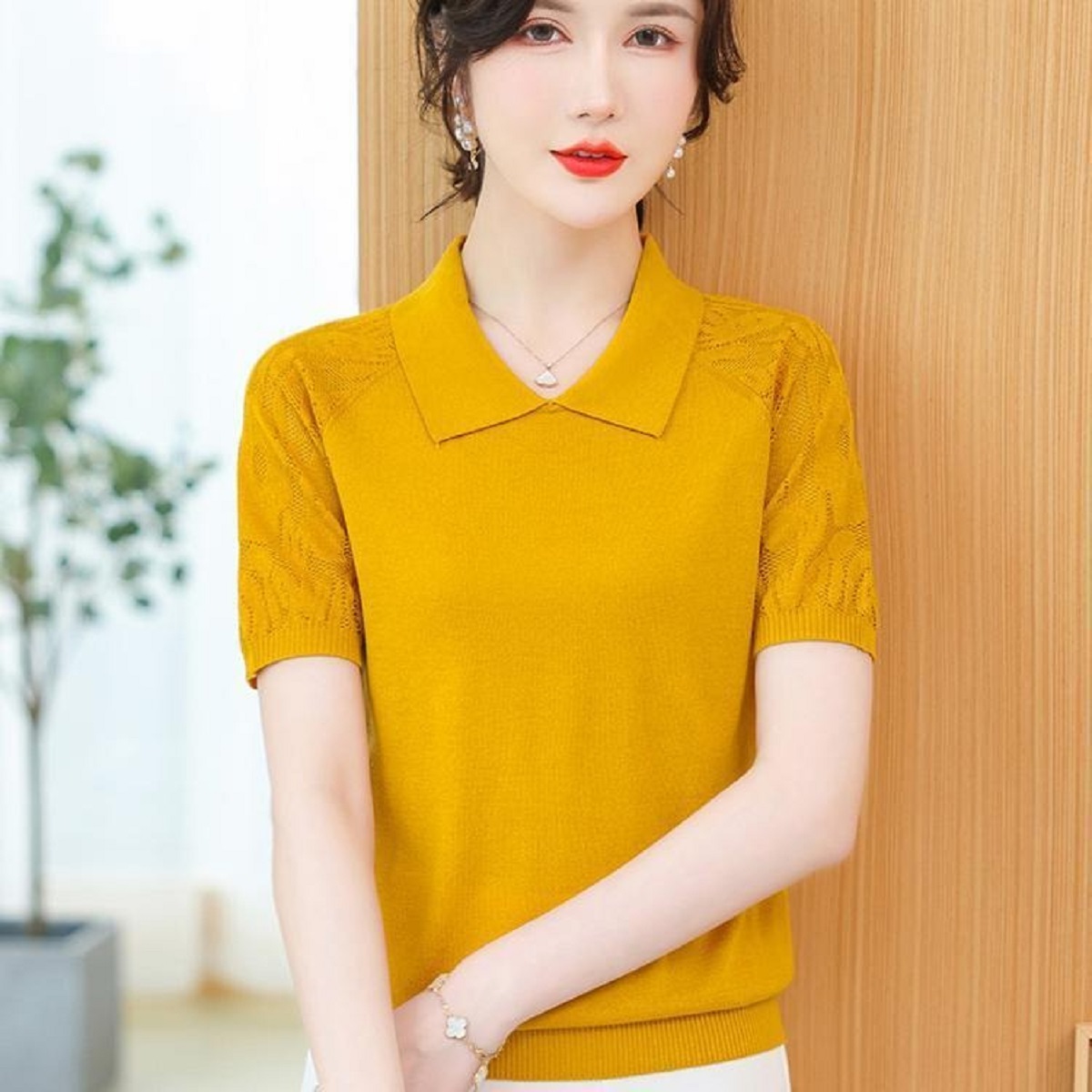 Women Summer Sweater Polo Neck - Korean Street Fashion Female review and price