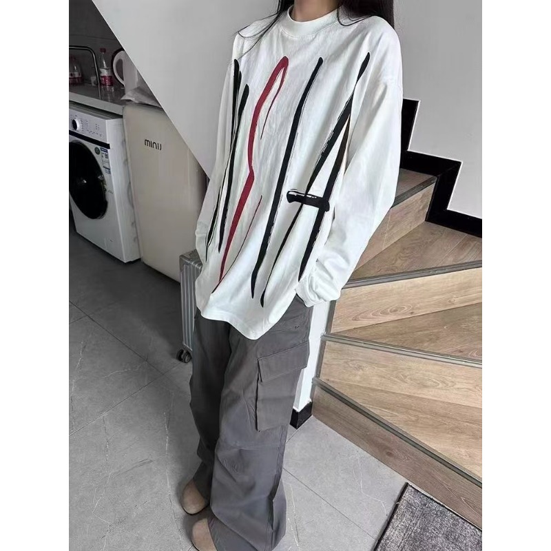 Women Oversized Crew Neck Abst - Longline Tee Oversized review and price